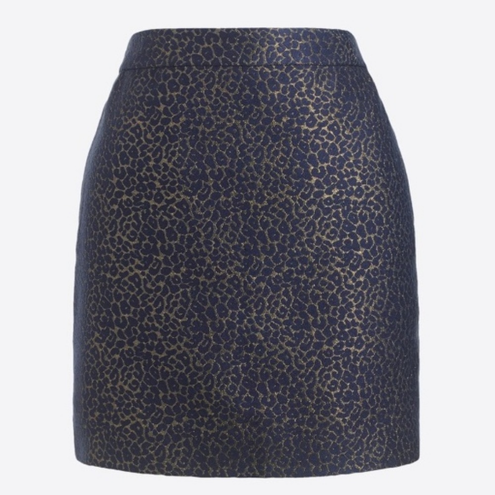 New JCrew Factory Navy Leopard Mini Skirt Size 2